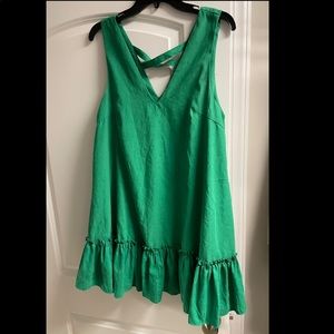 Green ruffle swing dress